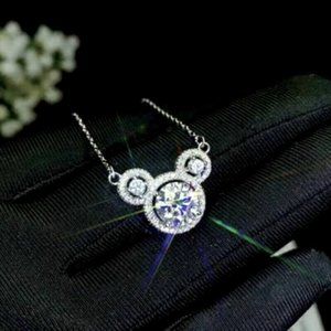 New 925 Silver CZ Mickey Necklace
